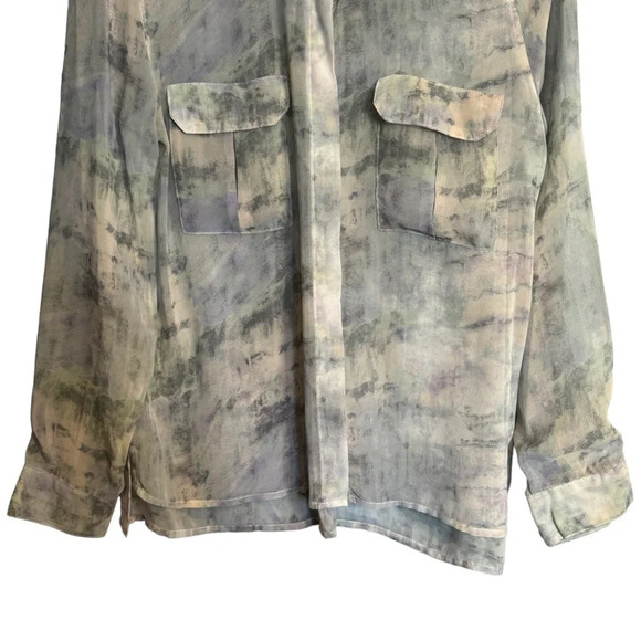 Silence + Noise Urban Outfitters Sheer Tie Dye Pastel High Low Split Hem Blouse - Picture 4 of 15